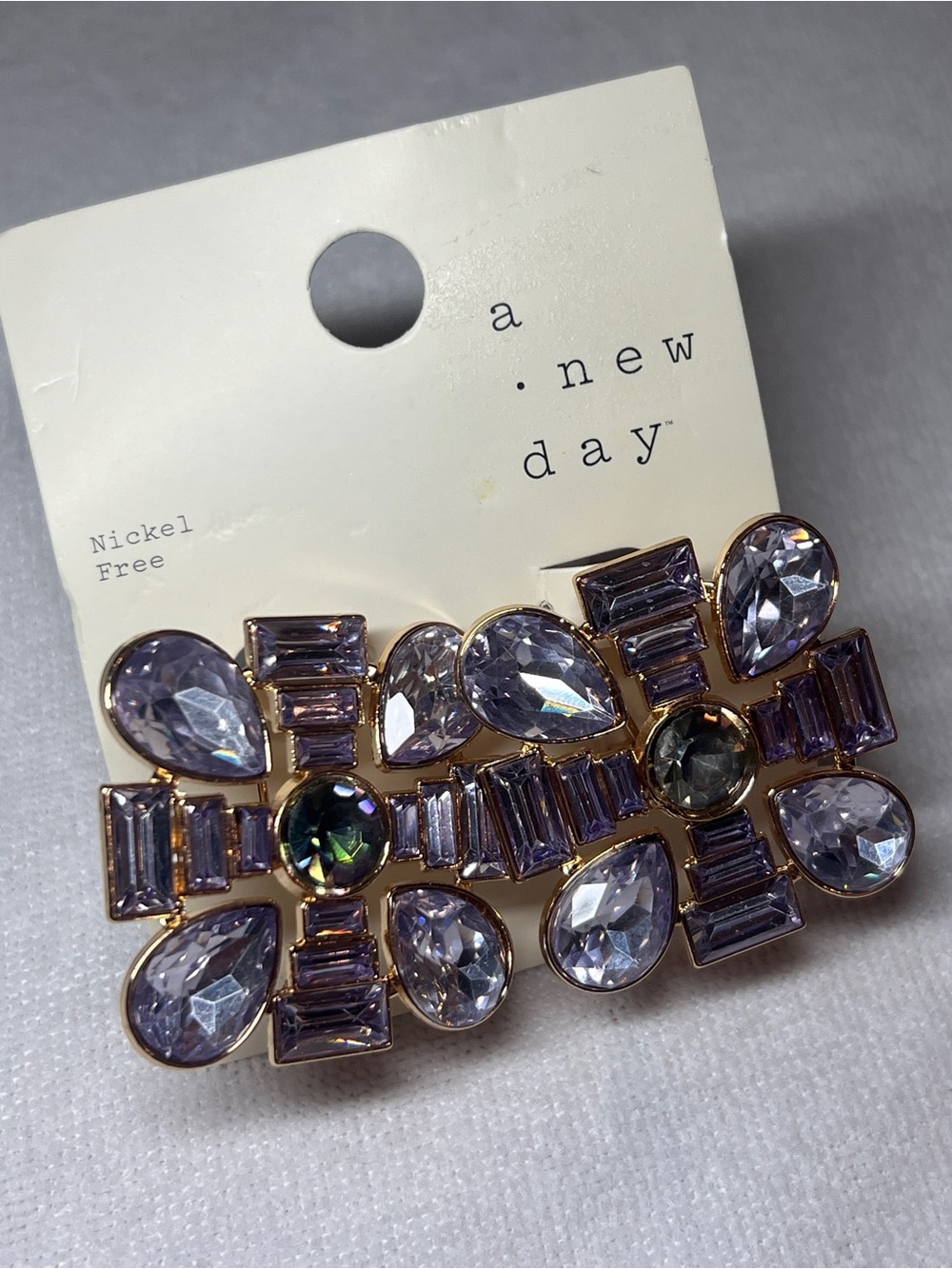 A New Day Purple Crystal Statement Stud Earrings